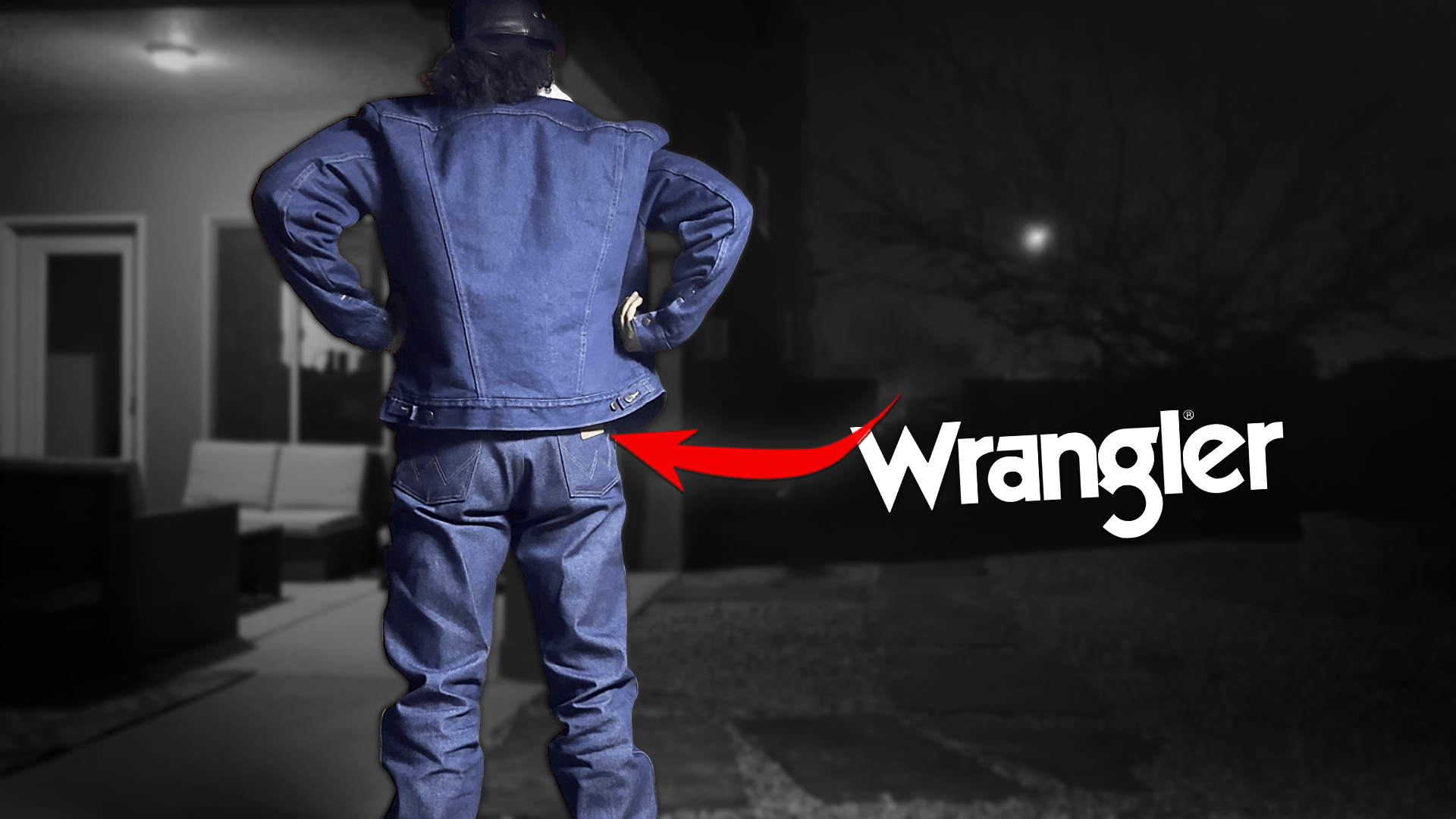 Wearing Wrangler 13MWZ jeans with back turned
