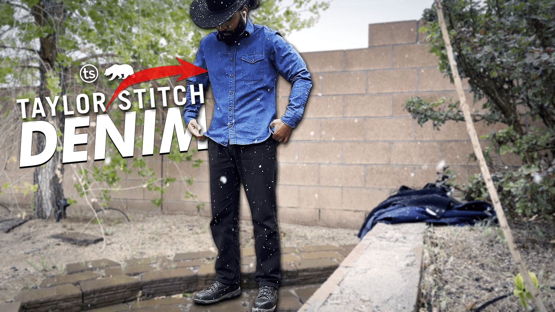 Wearing a Taylor Stitch indigo denim selvedge shirt on body