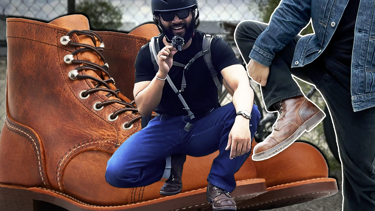 Sets of Red Wing Iron Rangers with an expression on Bryan's face