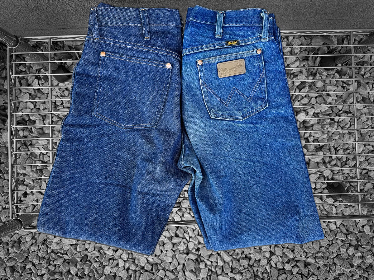 Wrangler 13MWZ jeans side by side