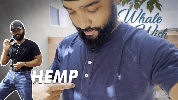 Wearing two different WhaleWish shirts made out of a cotton-hemp blend