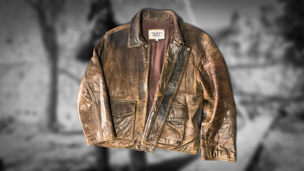 A grainy and striated Indiana Jones officially licensed leather jacket by US Wings