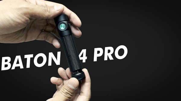 The Baton 4 Pro being held in hands, with a text backdrop stating the same model name